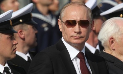 Vladimir Putin at a navy parade in Severomorsk